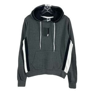 Nwt LIQUID ENERGY Hoodie XS Grey/Charcoal Stripe White&Black Drawstring Pockets